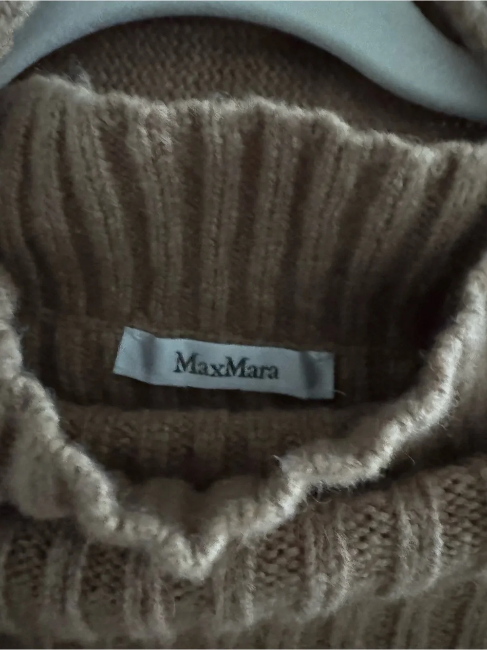 Max Mara Dover Dark Beige Wool Camel Blend Knit Wrap Poncho One Size